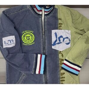 Vintage Live Mechanics Jacket Denim Colorblock Graphic Full Zip Y2K Men Sz M